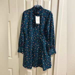 Who What Wear Teal Dress with Multicolor Polka Dots